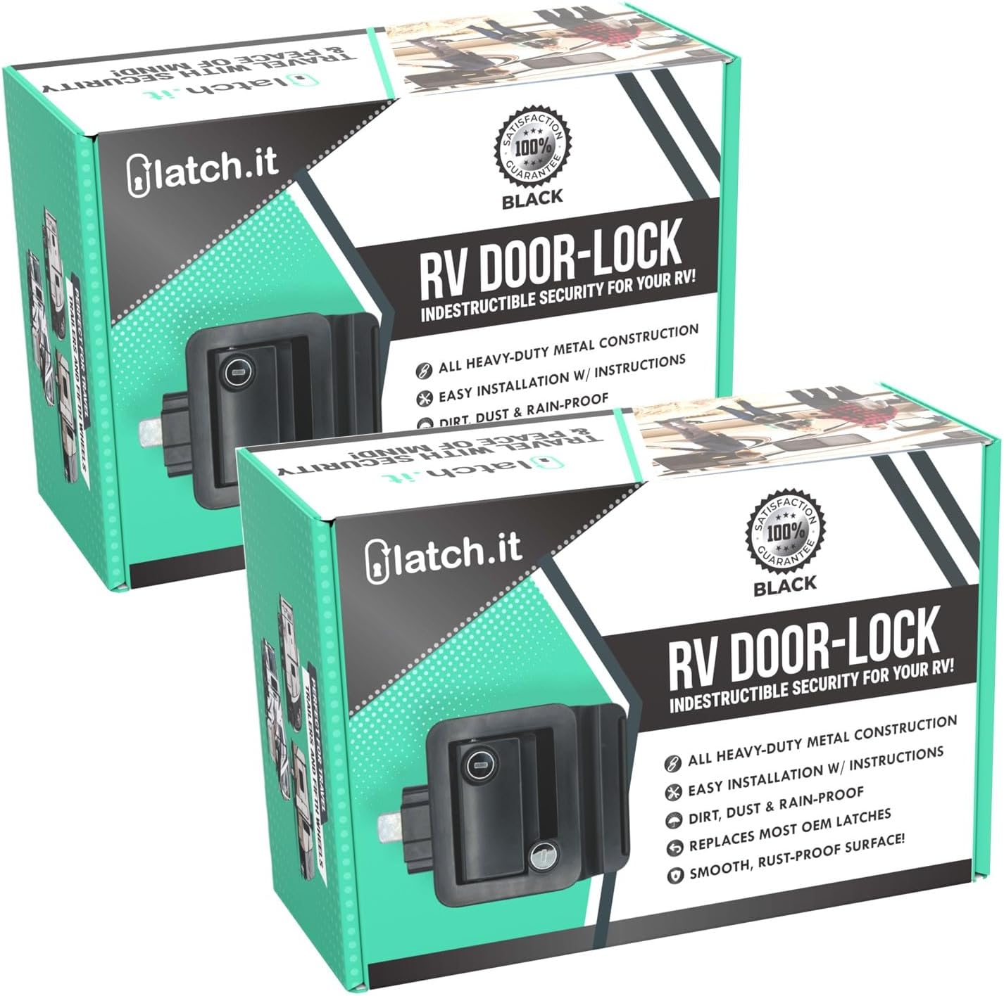 LATCH.IT Black RV Door Latch - Secure Your Travel Trailer