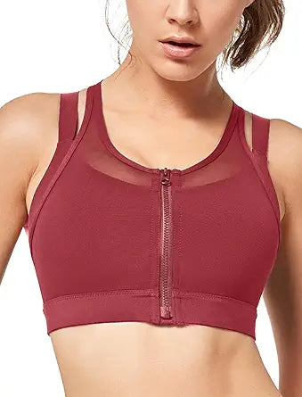 Yvette High Impact Sports Bra with Front Closure for Plus Size