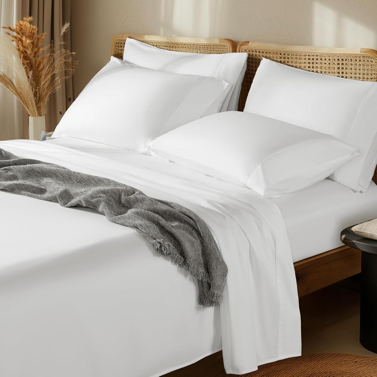 LBRO2M 1000 Thread Count Egyptian Cotton Sheets Set for Comfort