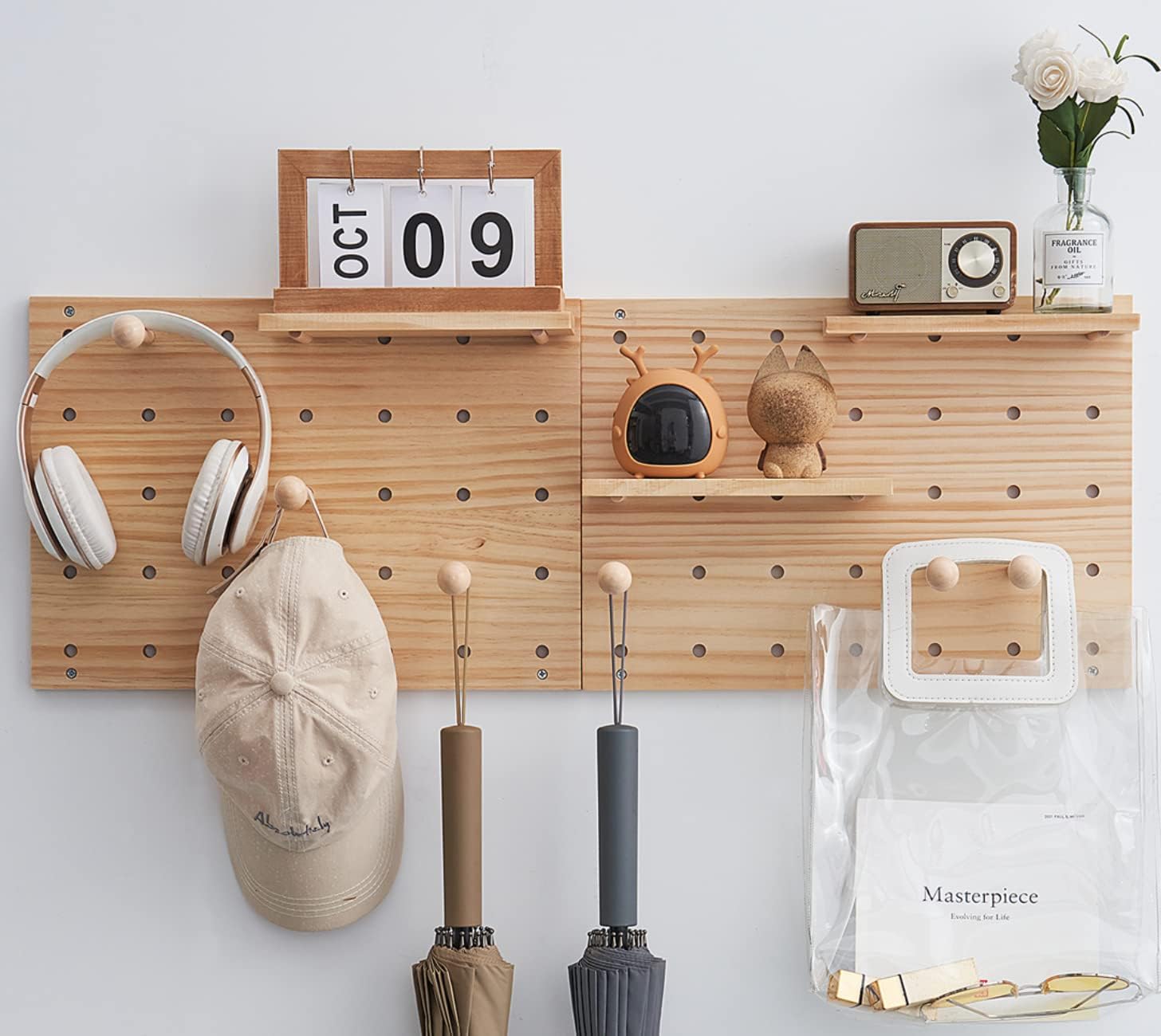 Wood Pegboard Combination Wall Organizer Kit for Stylish Spaces