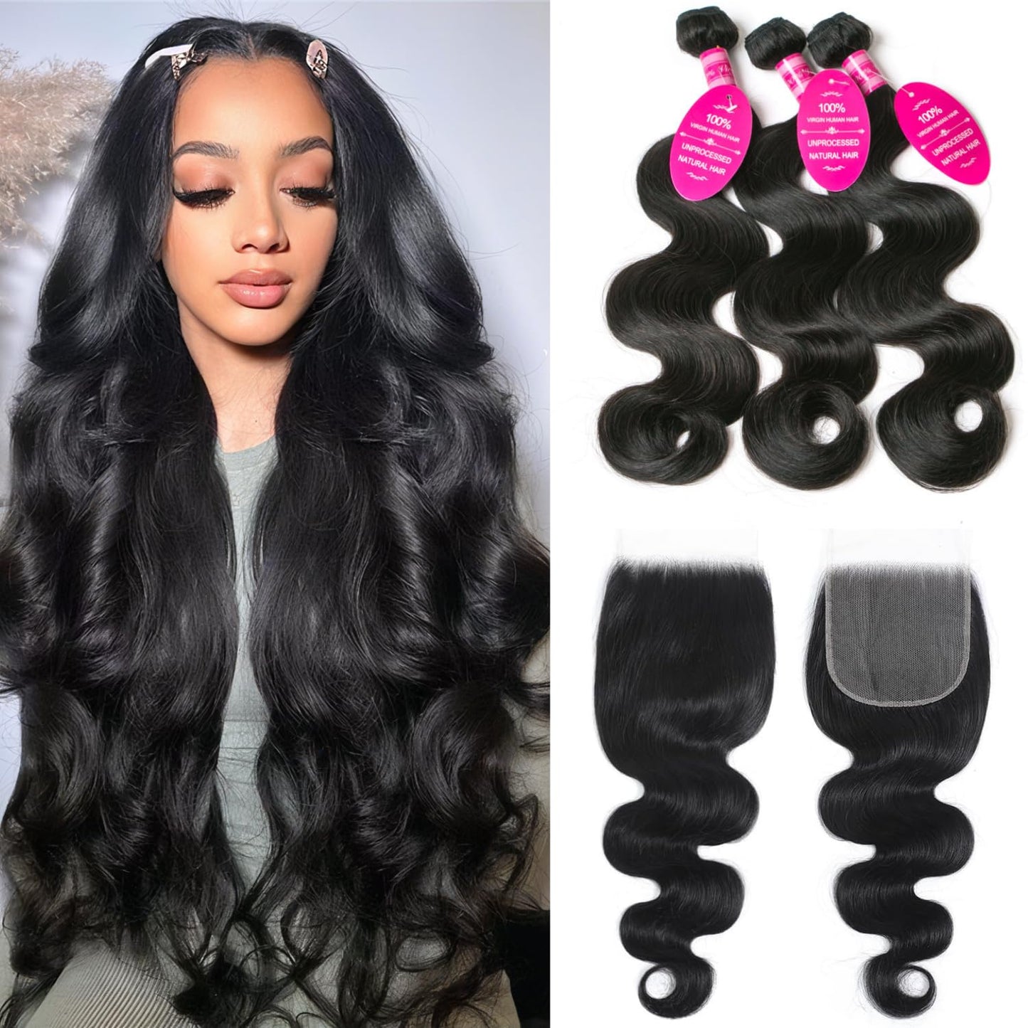 12A Human Hair Bundles with Closure for Stunning Styles