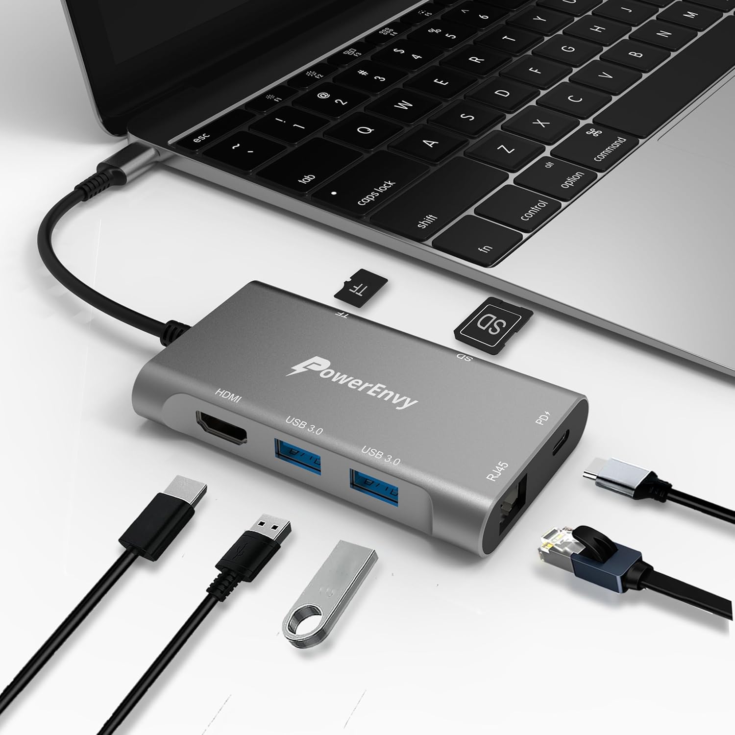 7-in-1 USB C Hub Docking Station Adapter for Fast Charging