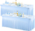 Baby Blue Spandex Tablecloths for 6 ft Rectangle Tables - 2 Pack