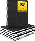 EUSOAR Graph Paper Notebook B5 6-Pack - Durable Spiral Grid Journals