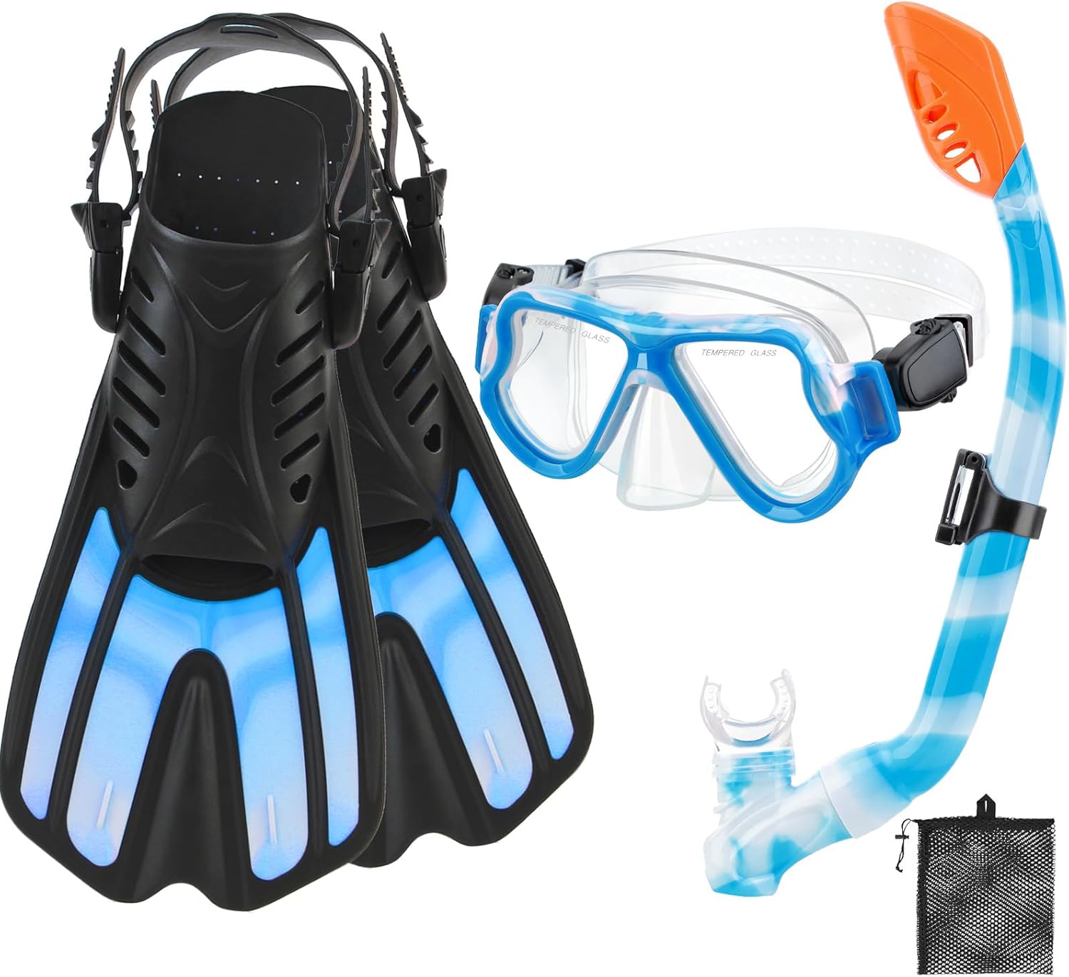 Snorkeling Gear for Kids Ages 3-14: 4 in 1 Set with Fins