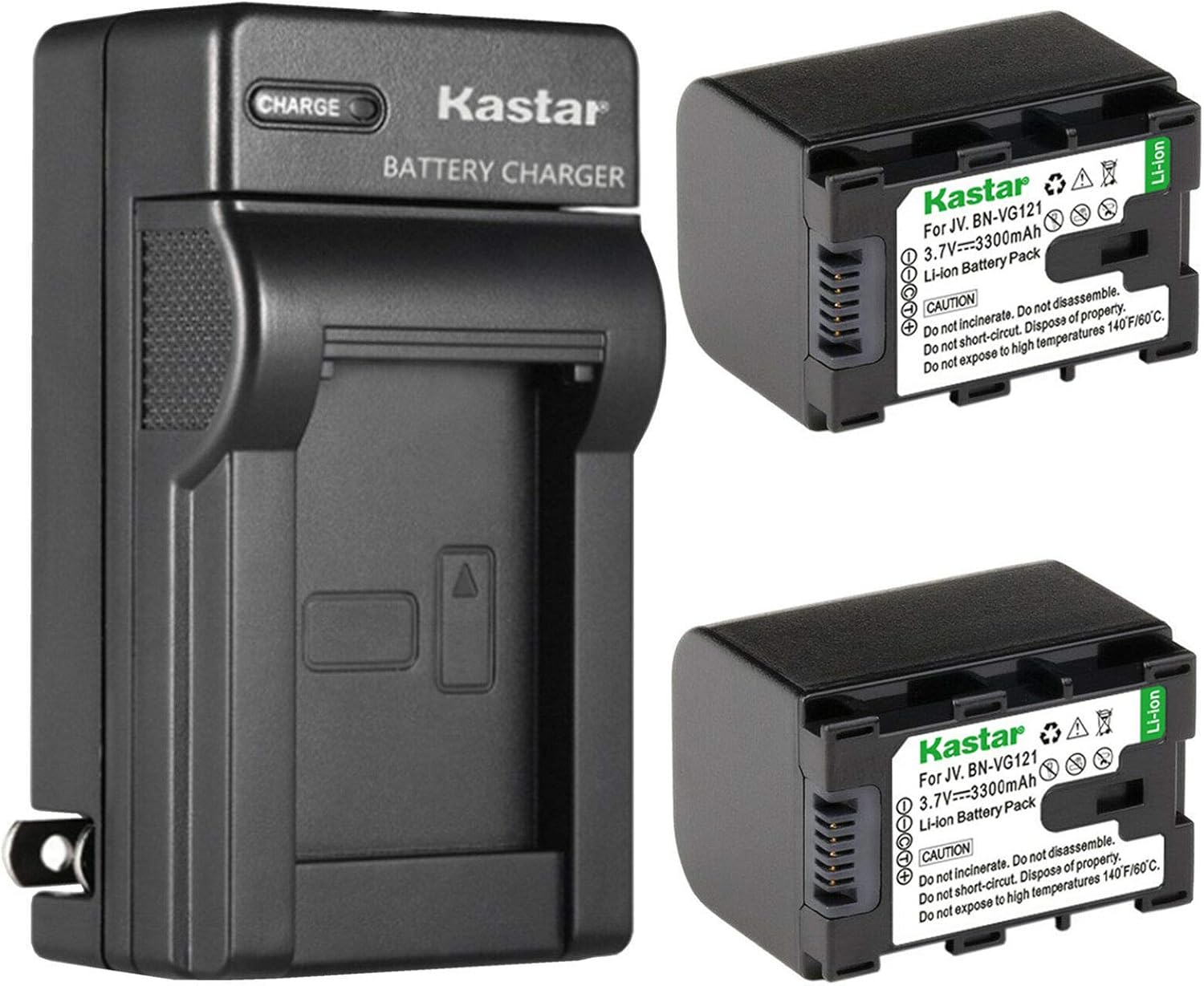 Kastar 2-Pack Battery and AC Wall Charger for JVC Camcorders