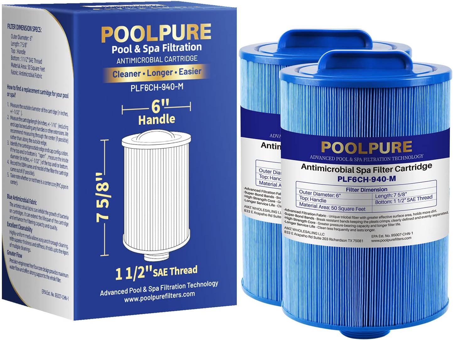 POOLPURE 6CH-940RA Spa Filter for Cleaner Water Experience