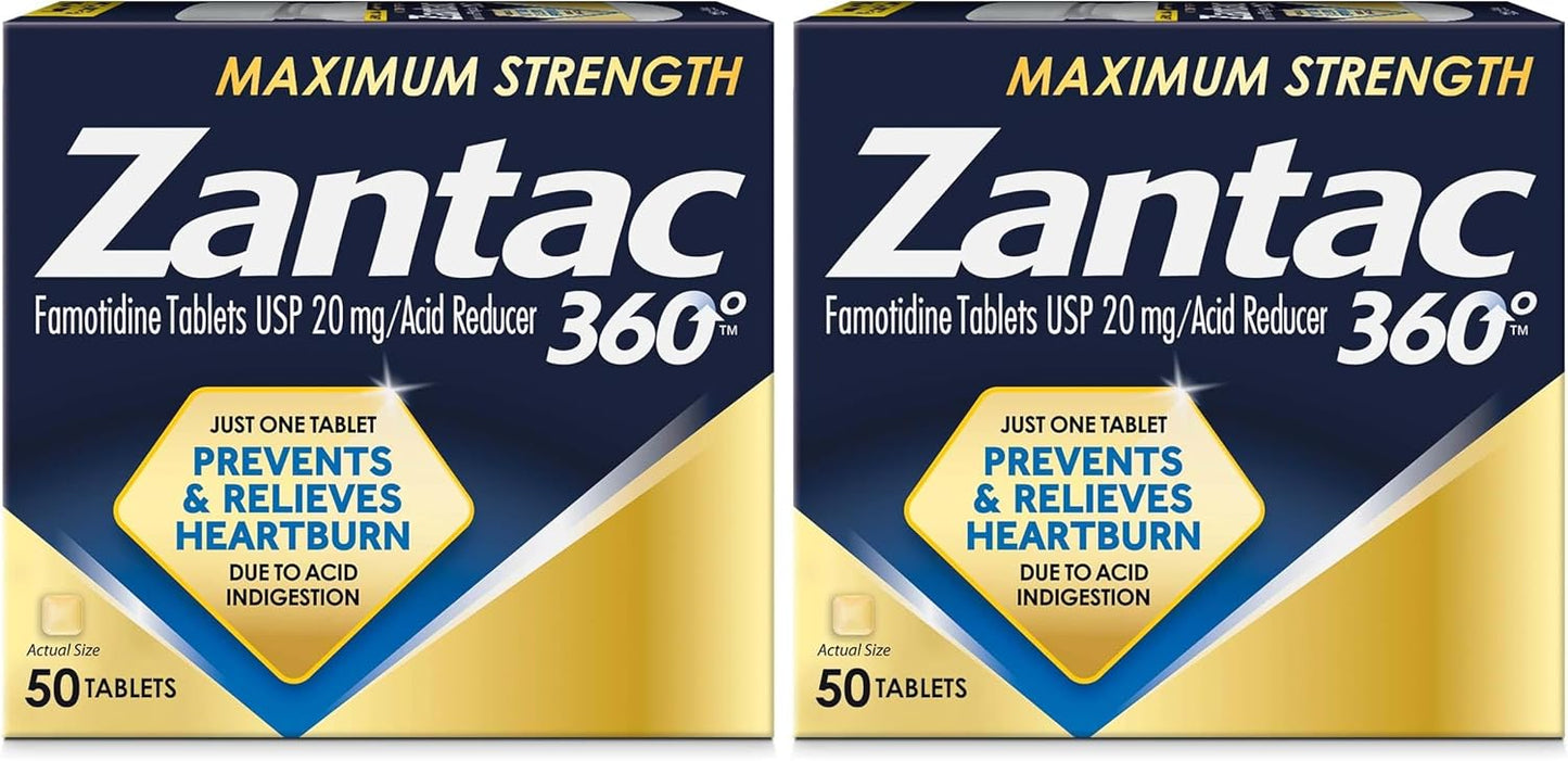 Zantac 360 Maximum Strength Heartburn Relief Tablets, 50 Count