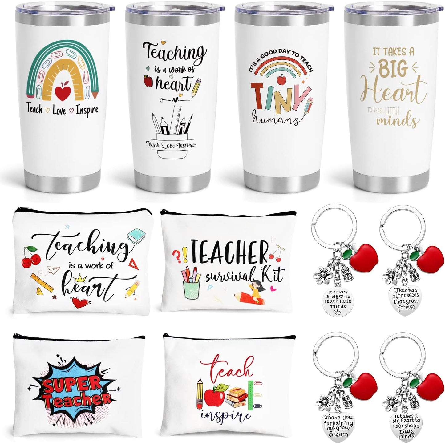 12 PCS Teacher Appreciation Gifts Set with Wine Tumblers & More