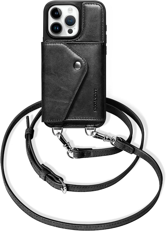 LUCKYCOIN iPhone 15 Pro Leather Wallet Case for Women Travel