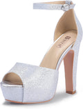 IDIFU Women's Platform Chunky High Heels Dress Sandals - Stable 5 in