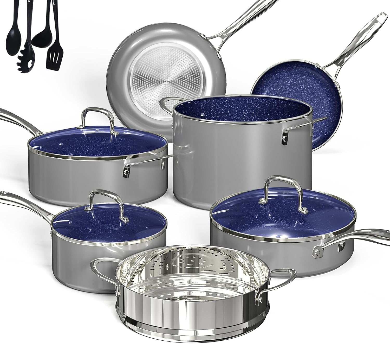 Deluxe 14PC Healthy Pots and Pans Set with Non-Stick Coating