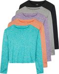 5-Pack Women's Dry-Fit Crop Top Long Sleeve - Versatile Activewear In