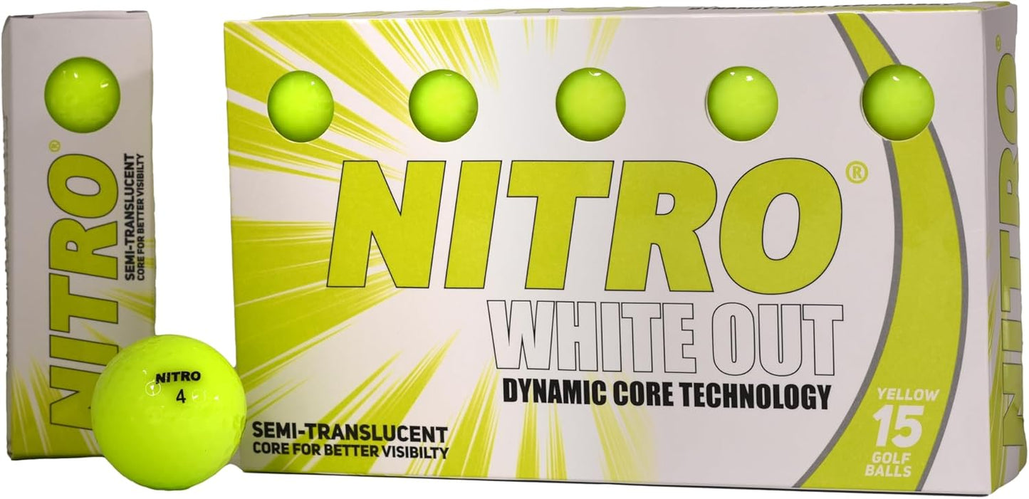 High Velocity Nitro Golf Balls 15PK - Long Distance & High Energy 