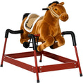 Qaba Kids Spring Rocking Horse Ride-On for Girls and Boys - Plush