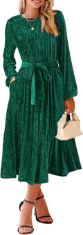 Women's Velvet Lantern Sleeve High Waist A-Line Dress - Formal Mini