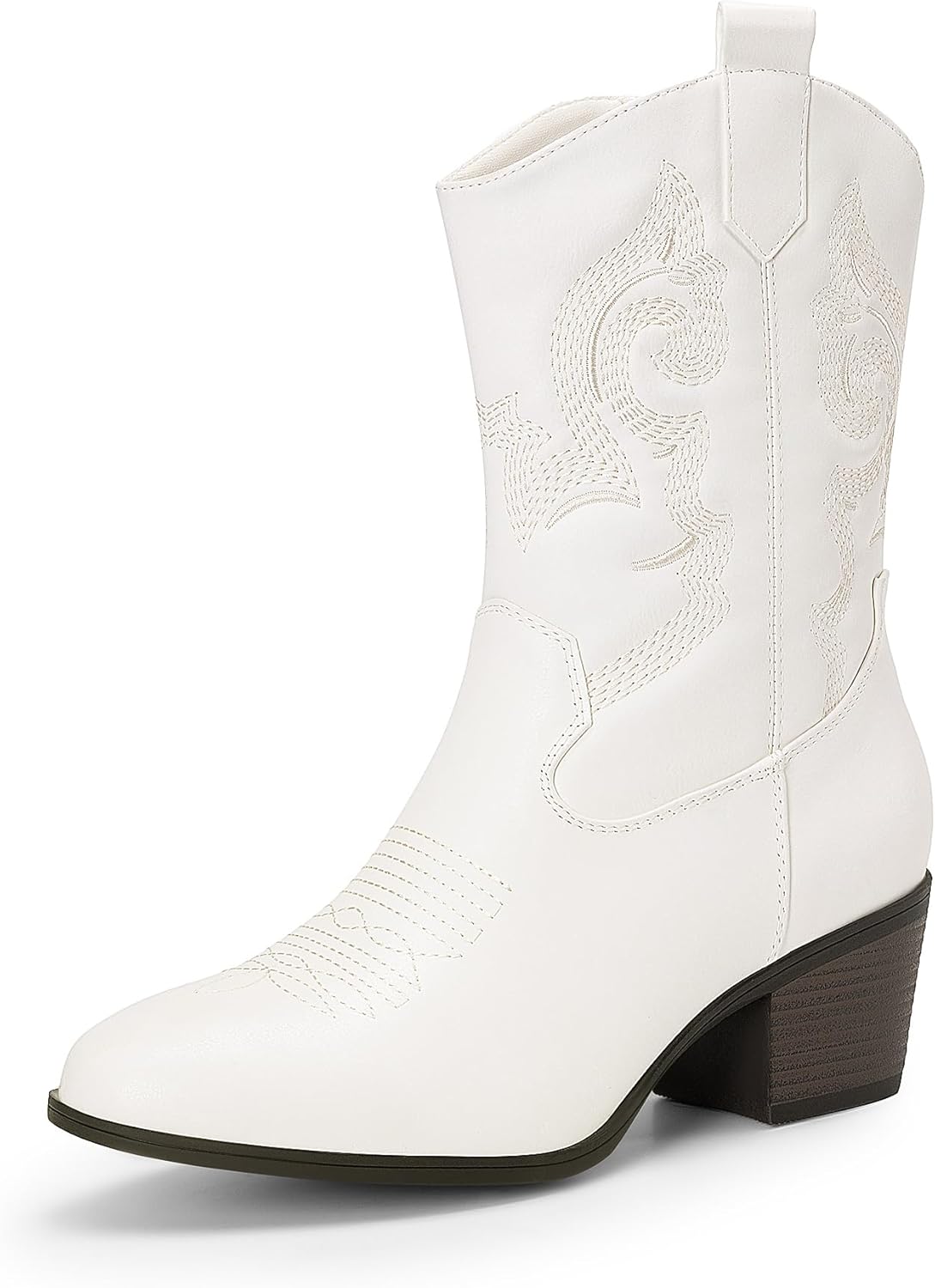 DREAM PAIRS Mid Calf Cowboy Boots for Women with Embroidery