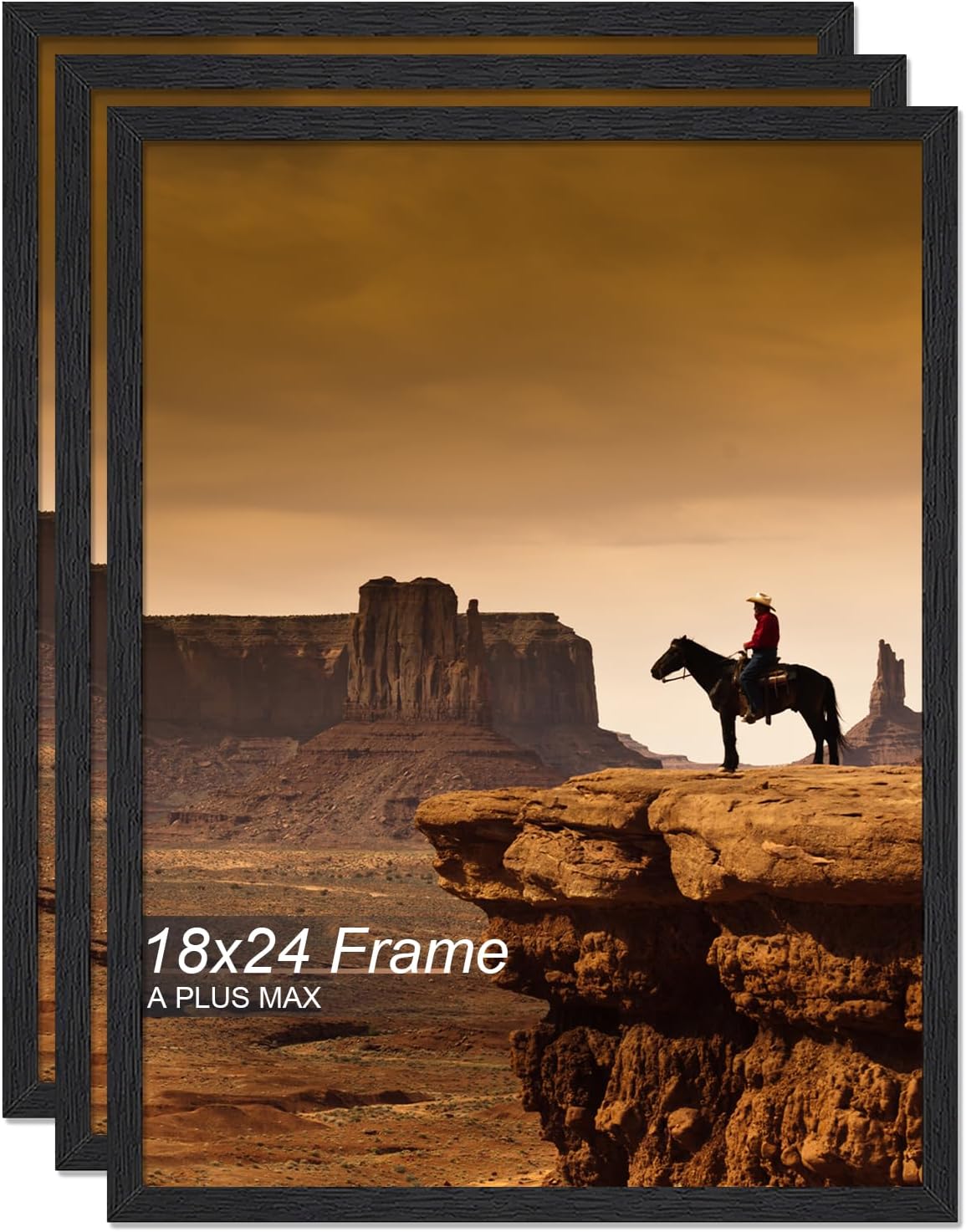 18x24 Picture Frame Set of 3 - Lightweight Black Frames