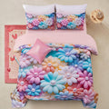 3D Flower Comforter Set Twin - Soft Floral Bedding