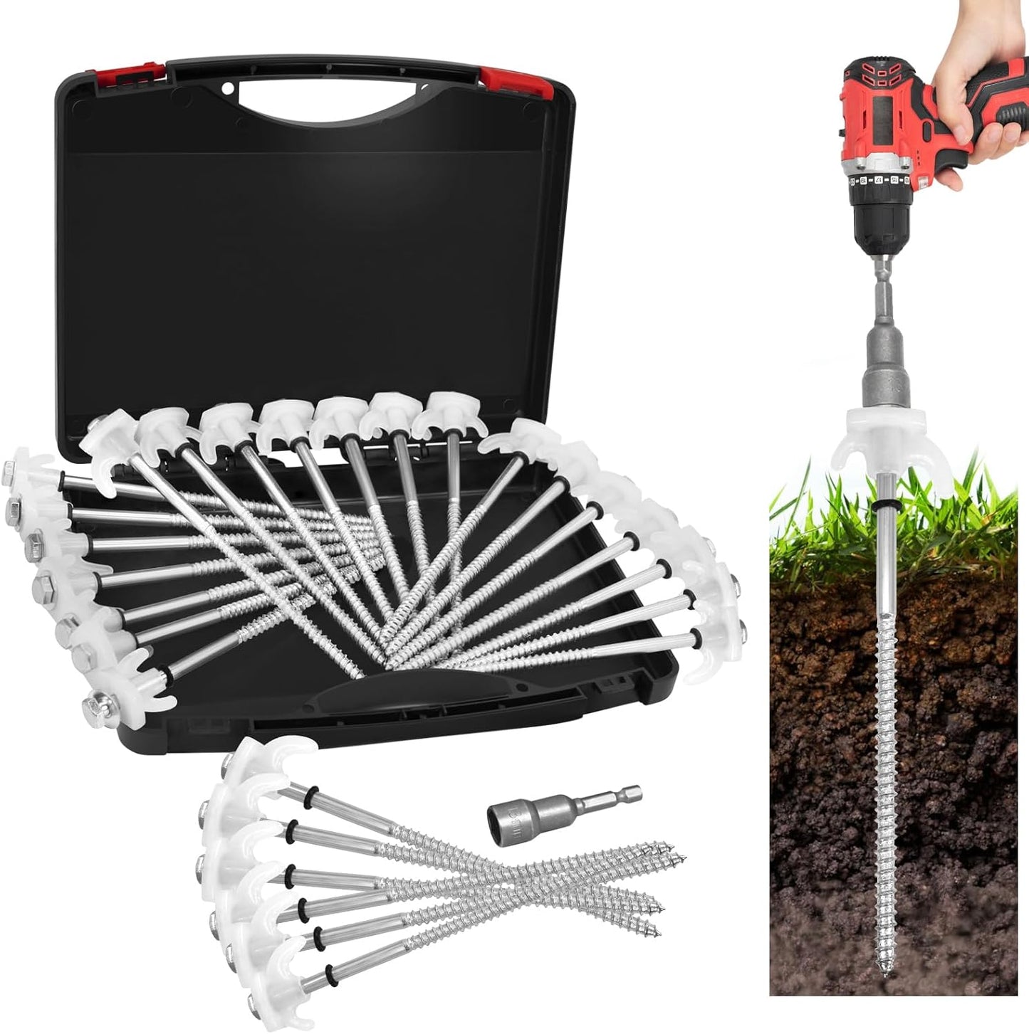 30 Pack 8 in Heavy Duty Screw in Tent Stakes for Camping Needs