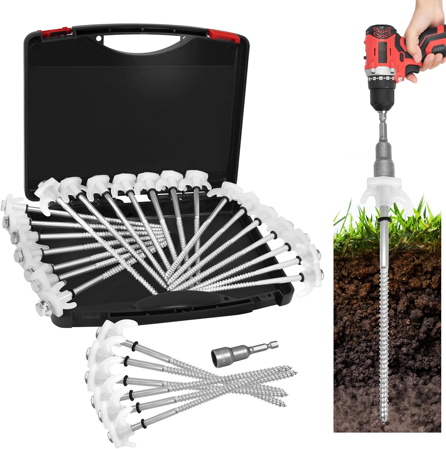 30 Pack 8 in Heavy Duty Screw in Tent Stakes for Camping Needs