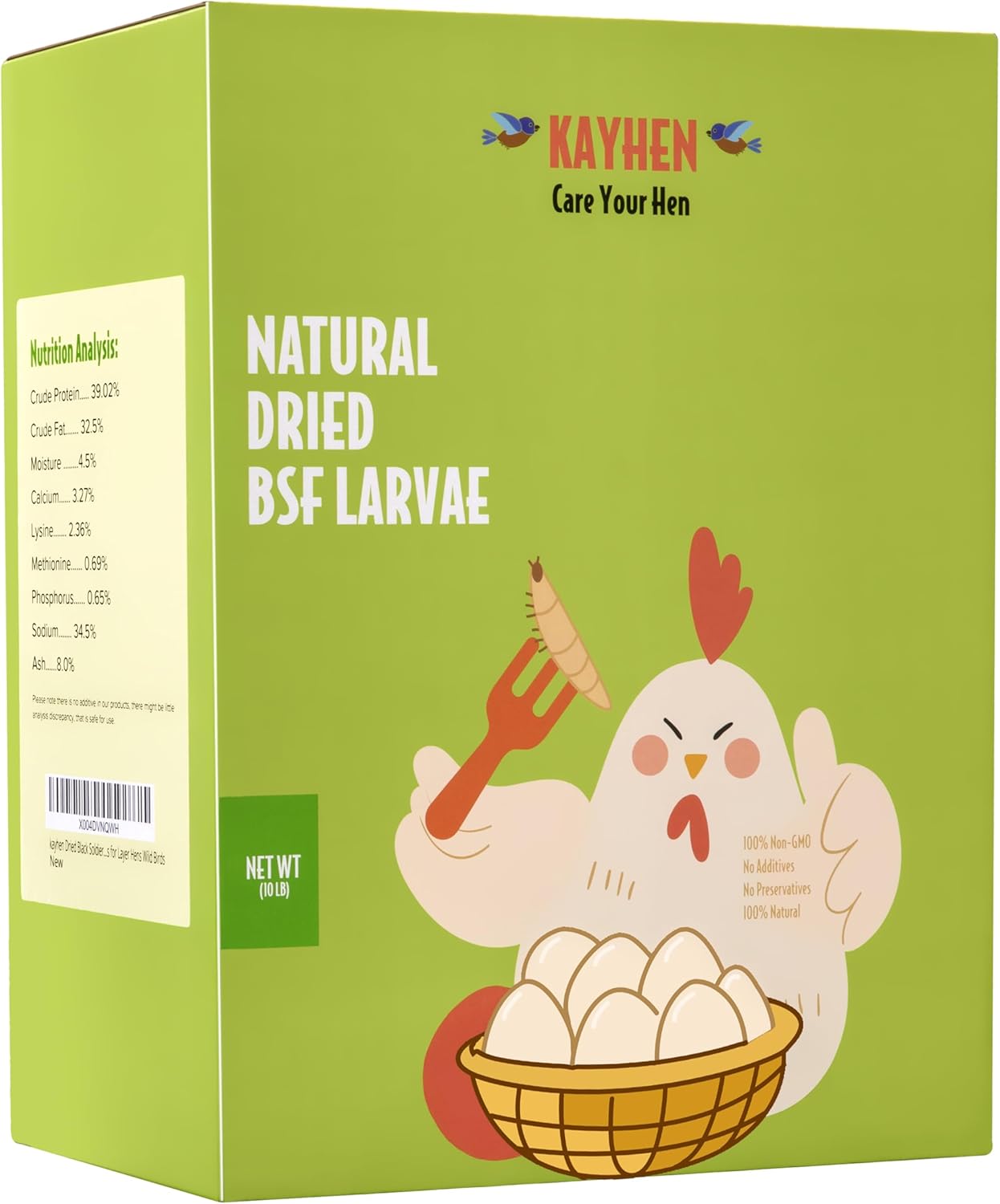 KAYHEN Dried Black Soldier Fly Larvae for Chickens 10LB