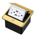 Pop-up Floor Power Outlet Box with USB 5V/4.8A - Brass Top