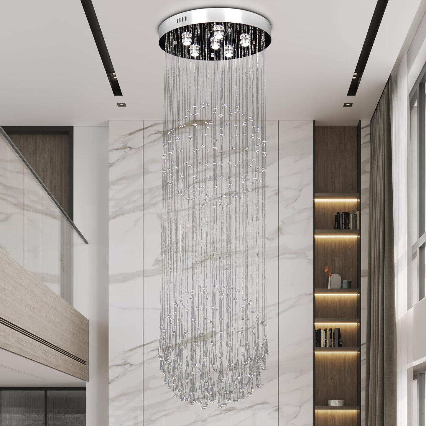 Elegant 62.9-in Crystal Chandelier for High Ceilings