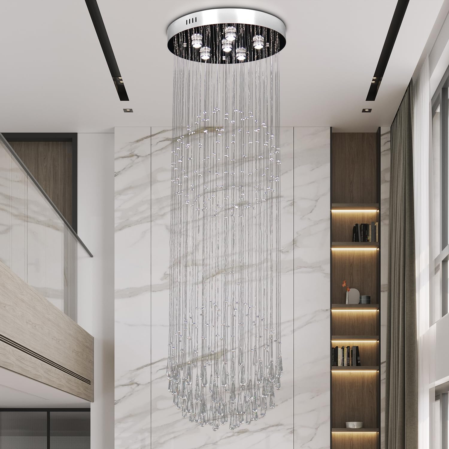 Elegant 62.9-in Crystal Chandelier for High Ceilings