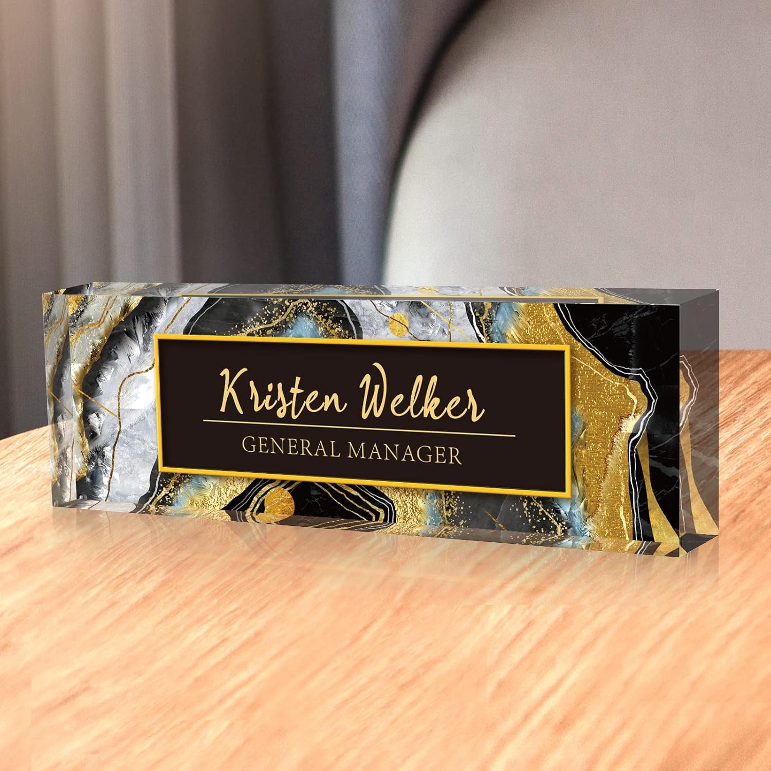 Personalized Acrylic Desk Name Plate - Stylish Office Gift
