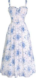 Scarlet Darkness Floral Corset Midi Dress - Summer Milkmaid Style