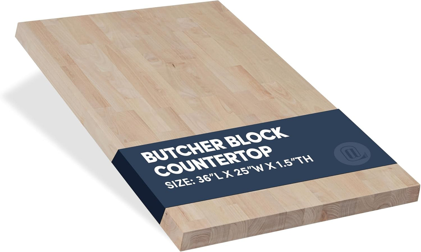 36in L x 25in W Unfinished Solid Birch Wood Butcher Block Top