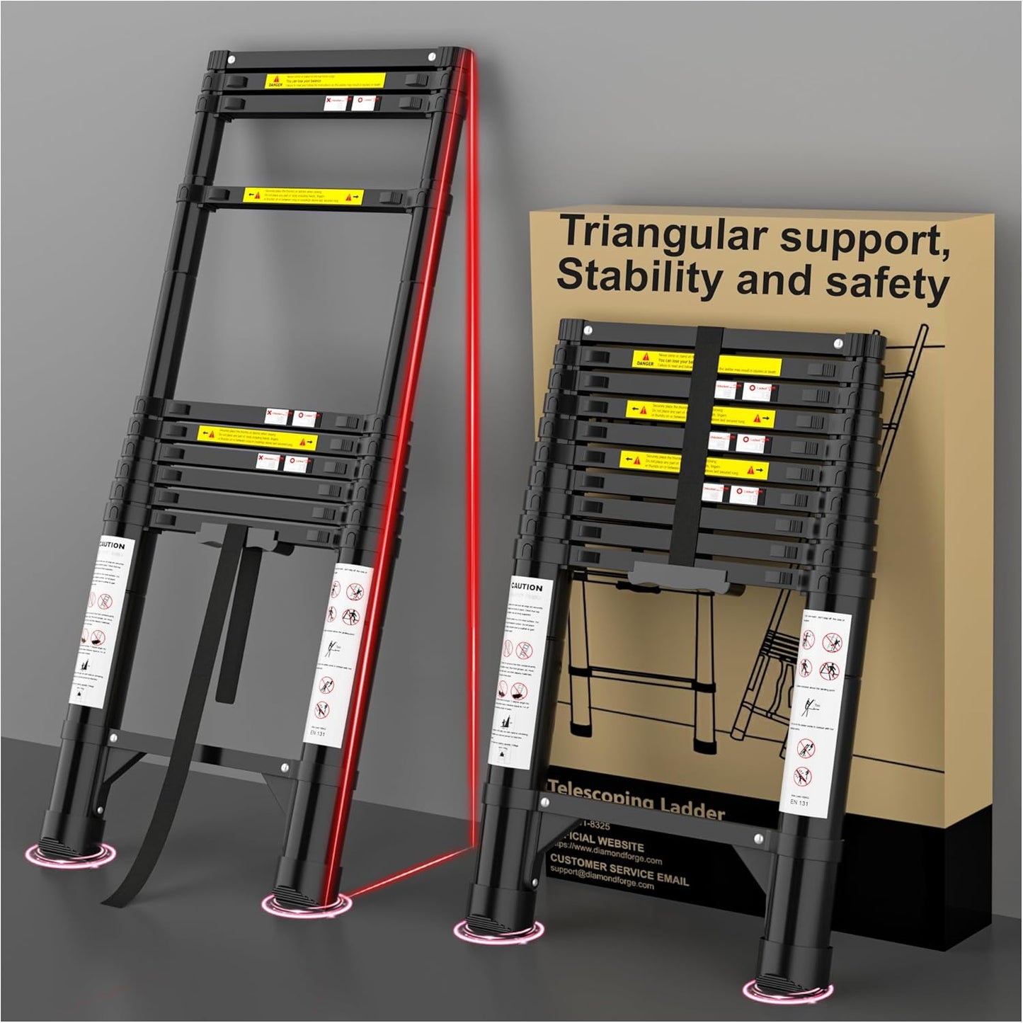 10.5 FT Telescoping Extension Ladder for Home and Travel Use