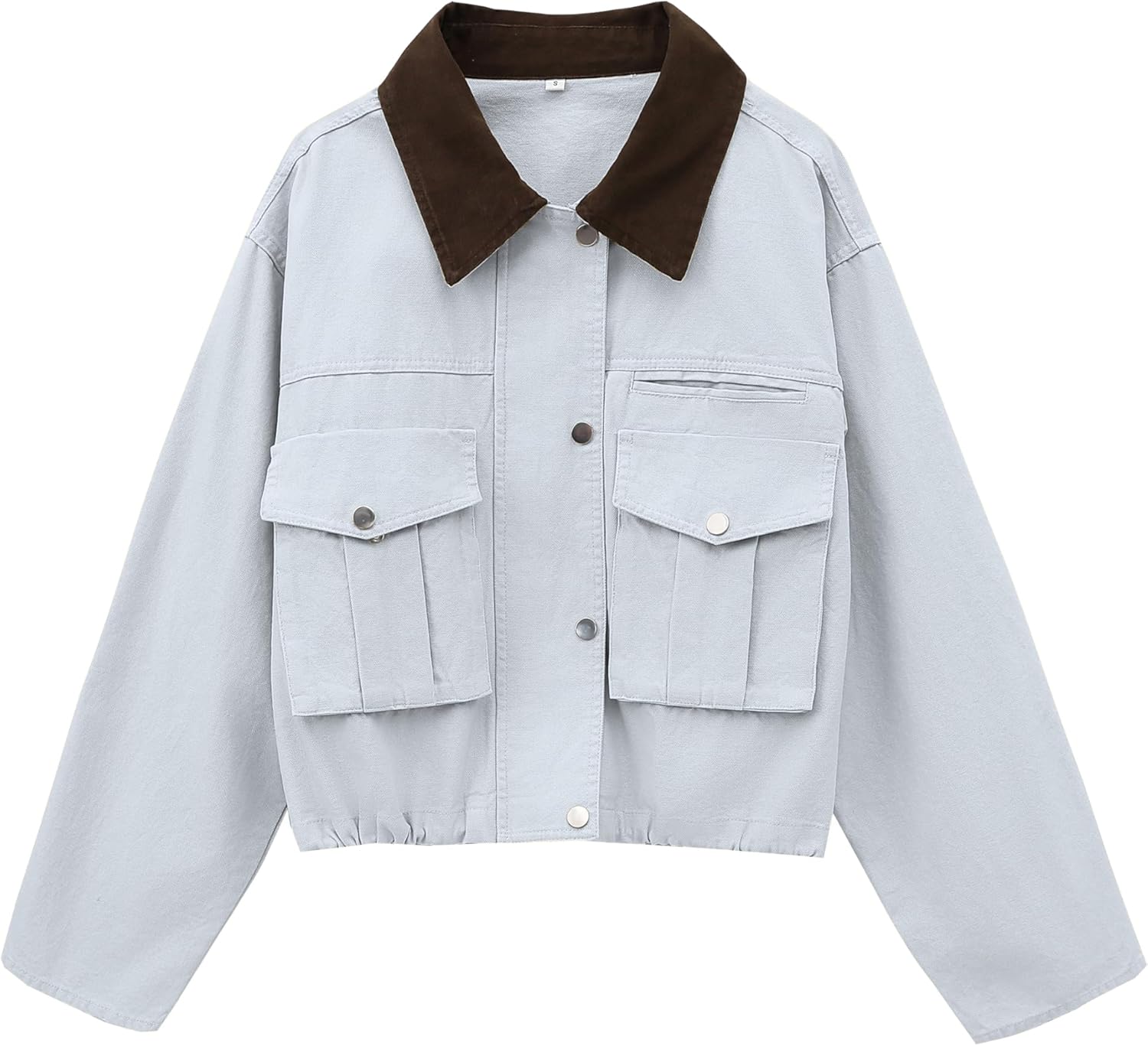Womens Cropped Jacket with Contrast Collar for Stylish Looks