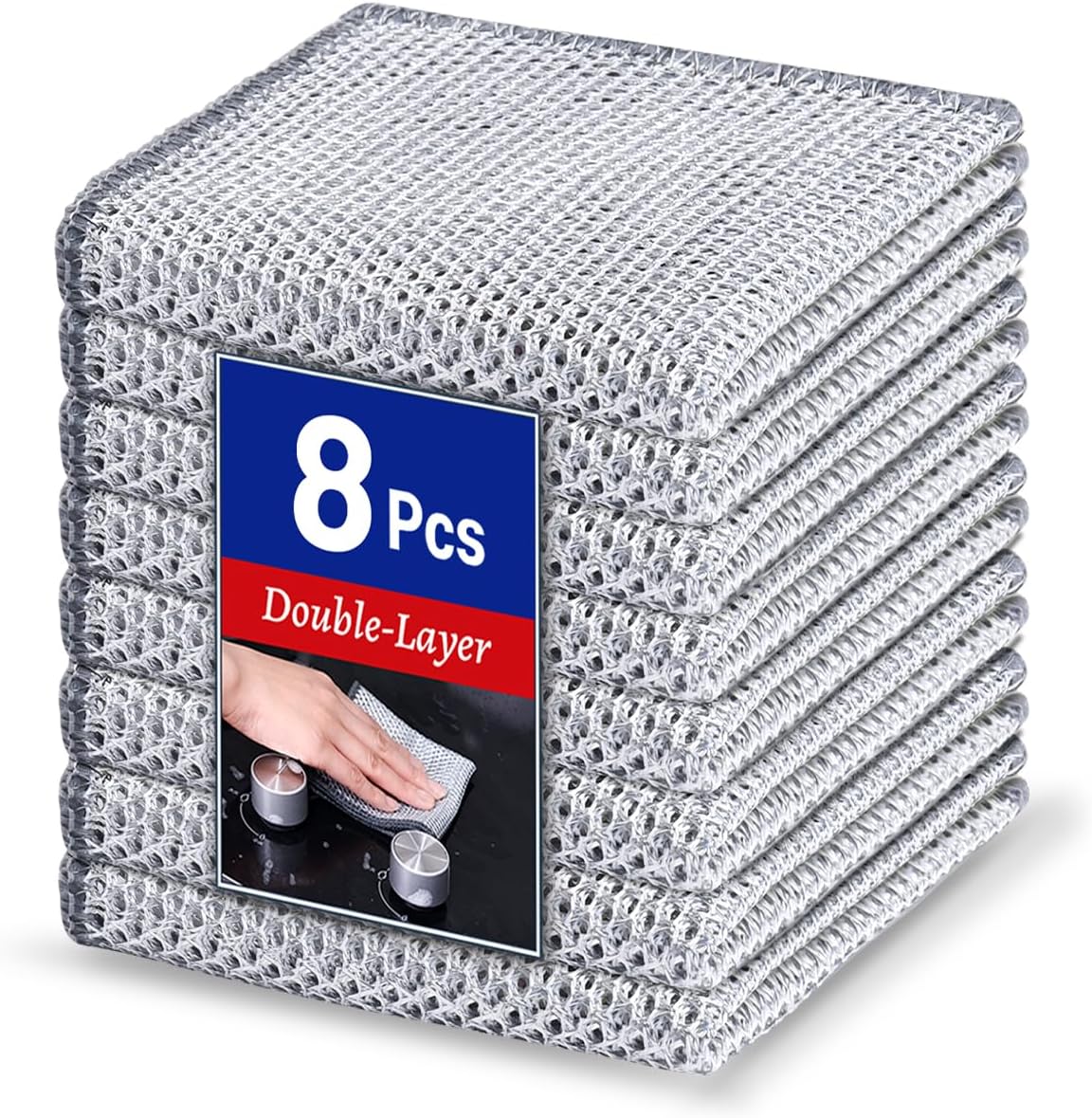 Non-Scratch Steel Dishwashing Cloth Set, Reusable & Odor-Free, Multi-Use Kitchen Cleaning Rags