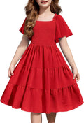 Girls Summer Dress Tween Boho Smocked Midi with Pockets - Flowy Ruffle