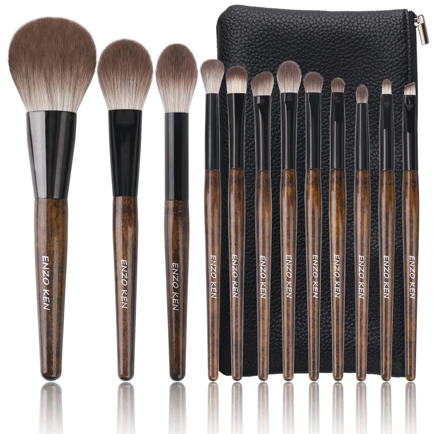 Natural Goat Hair Makeup Brush Set with Case for Professionals