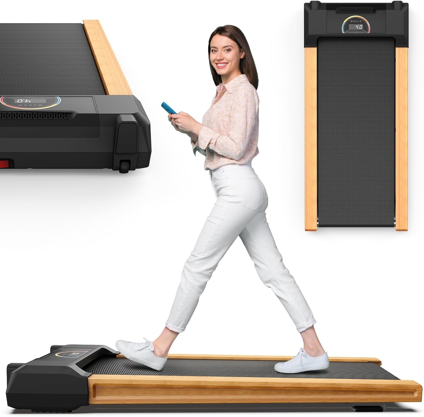 LIVIVOX Slim Under Desk Treadmill - No Assembly, Remote Control, Ultra-Quiet for Small Spaces!