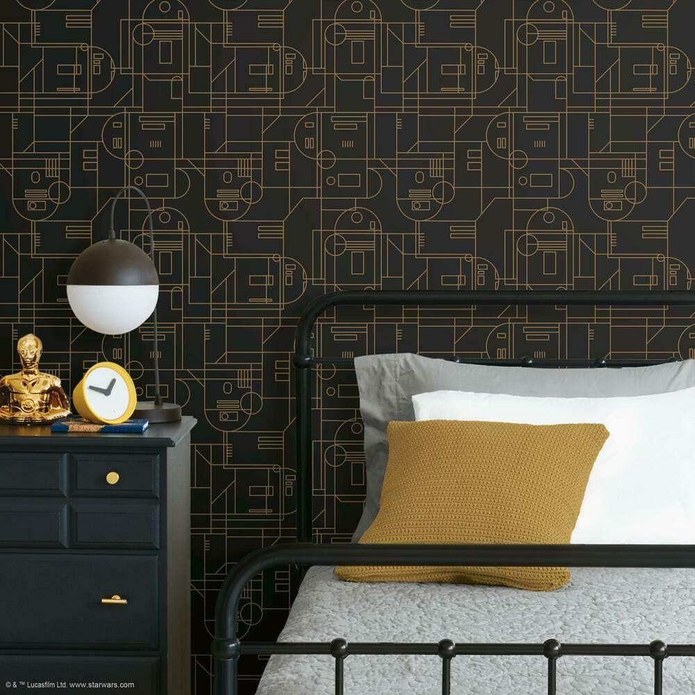 RoomMates Star Wars R2D2 Geometric Yellow Peel & Stick Wallpaper