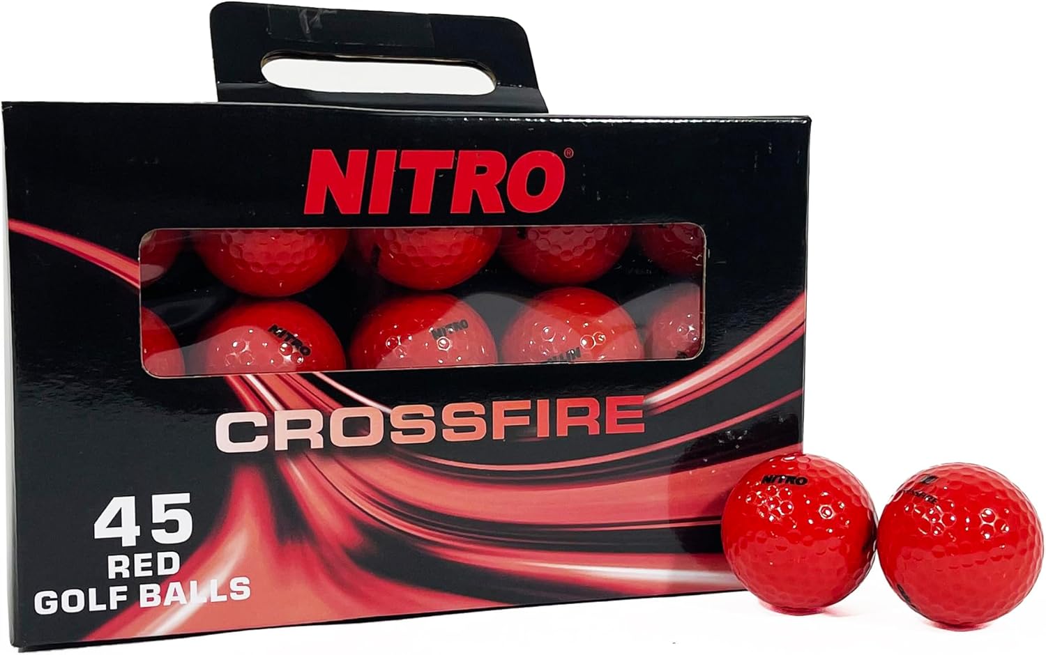 45-Pack Nitro Crossfire Golf Balls: Extreme Distance & Accuracy in Red