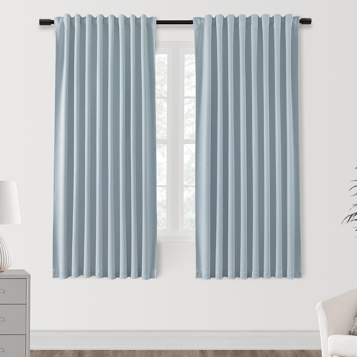 SHINELAND Rod Pocket Room Darkening Curtains for Bedroom