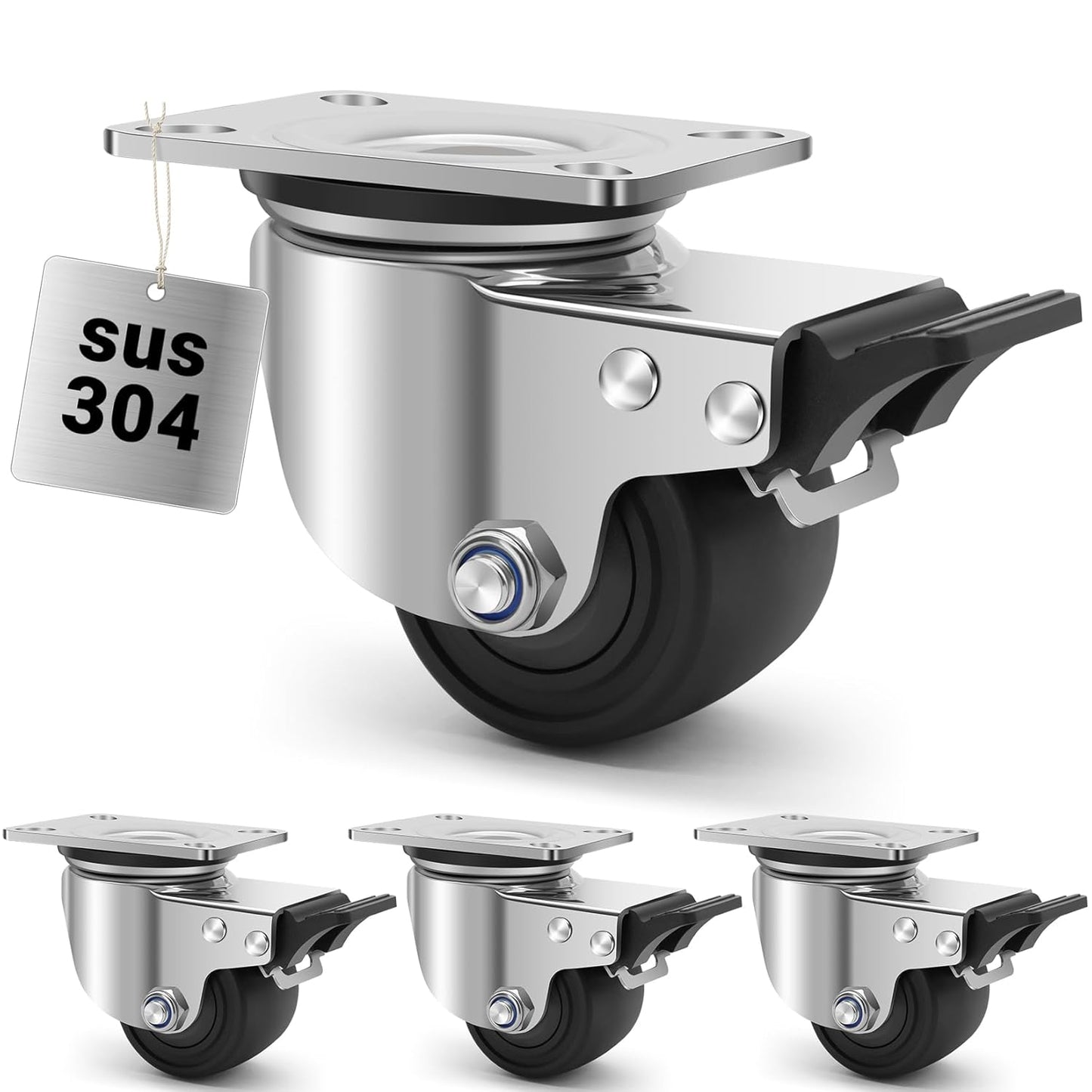 304 Stainless Steel Heavy Duty Caster Wheels for Tough Tasks