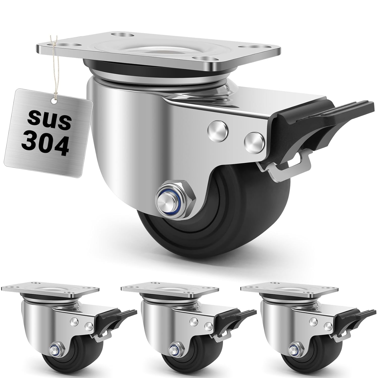 304 Stainless Steel Heavy Duty Caster Wheels for Tough Tasks