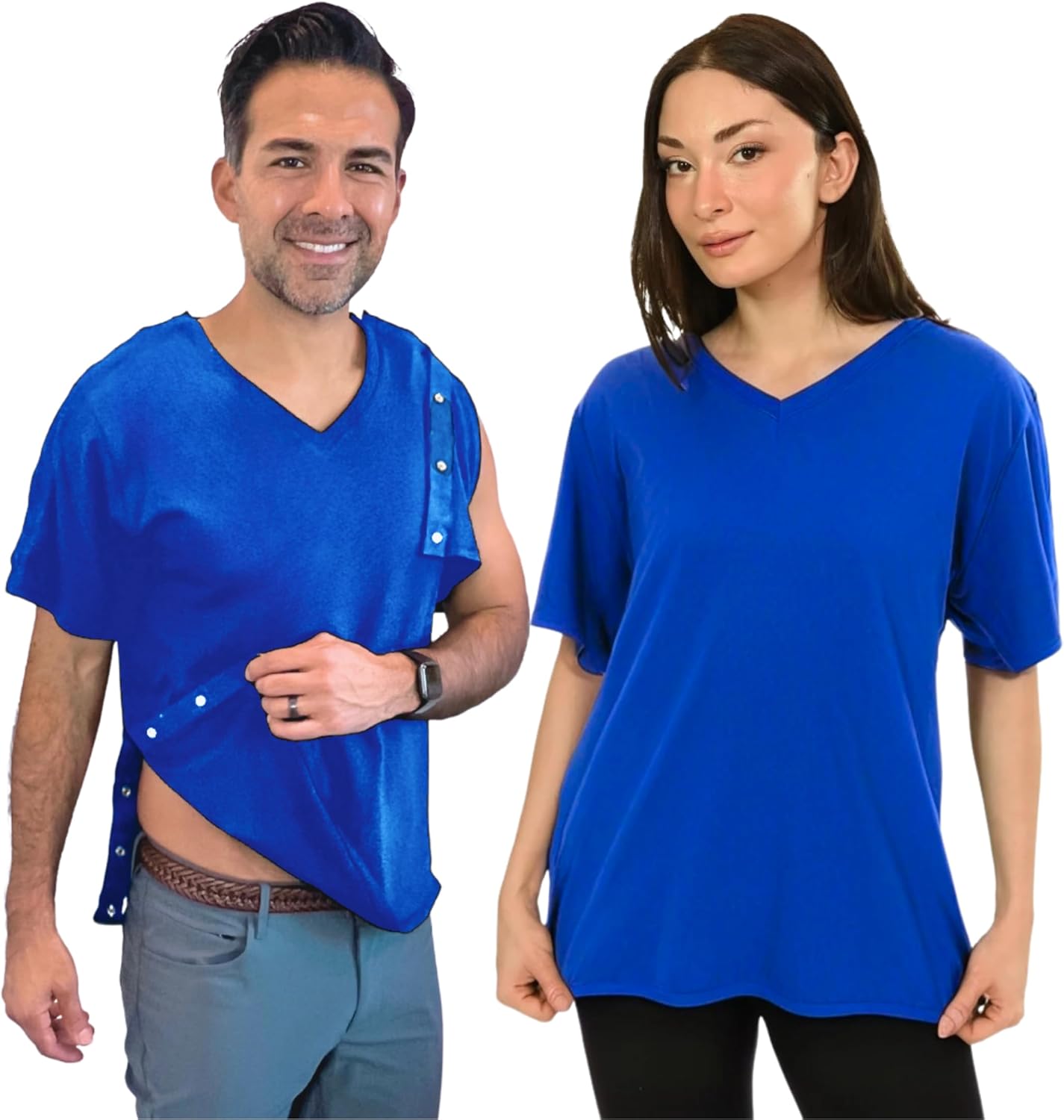 Post Surgery V Neck Dual Access Snap Shirt for Recovery Comfort