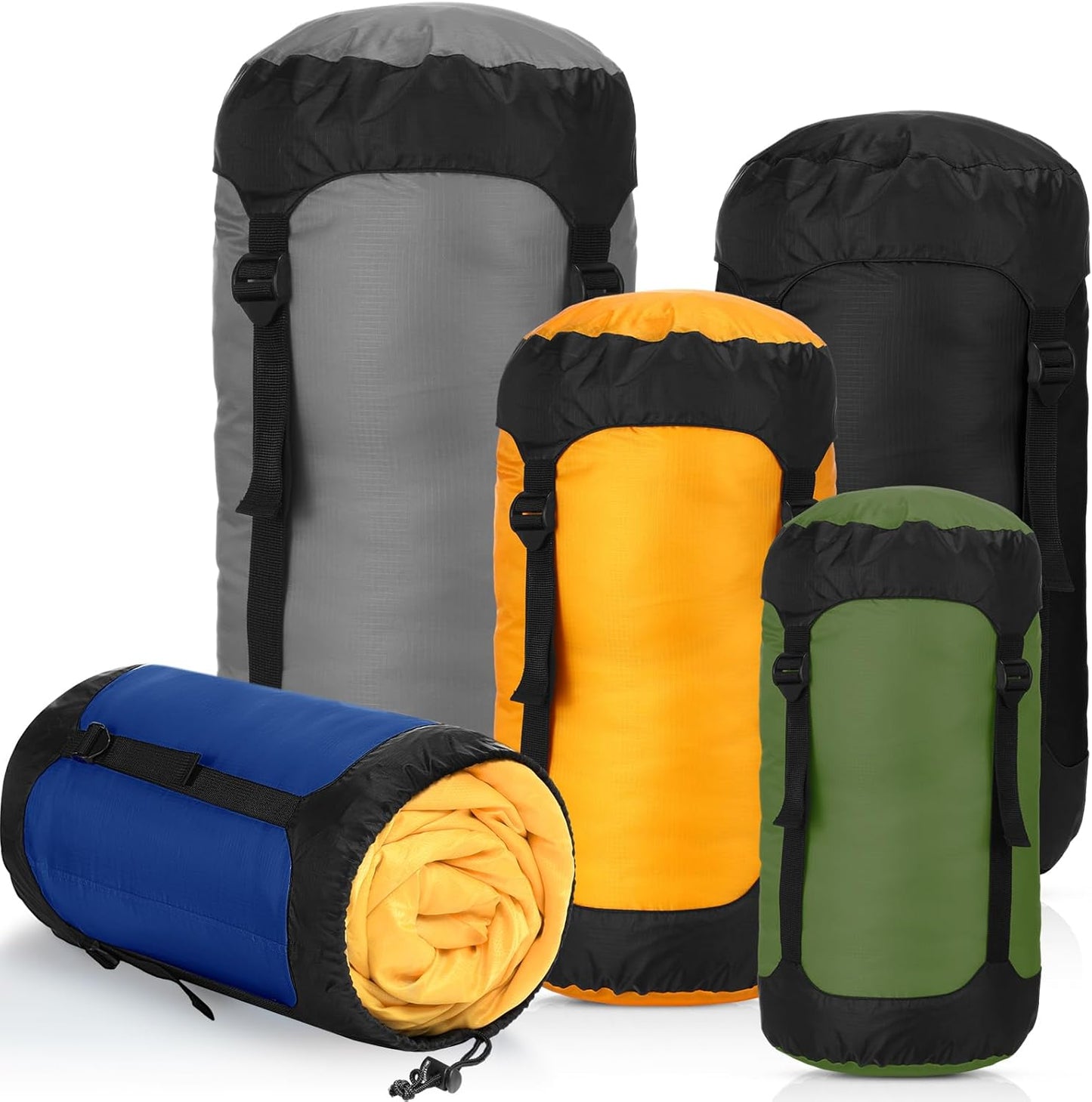 5 Pcs Compression Sacks for Backpacking - Space Saving Gear