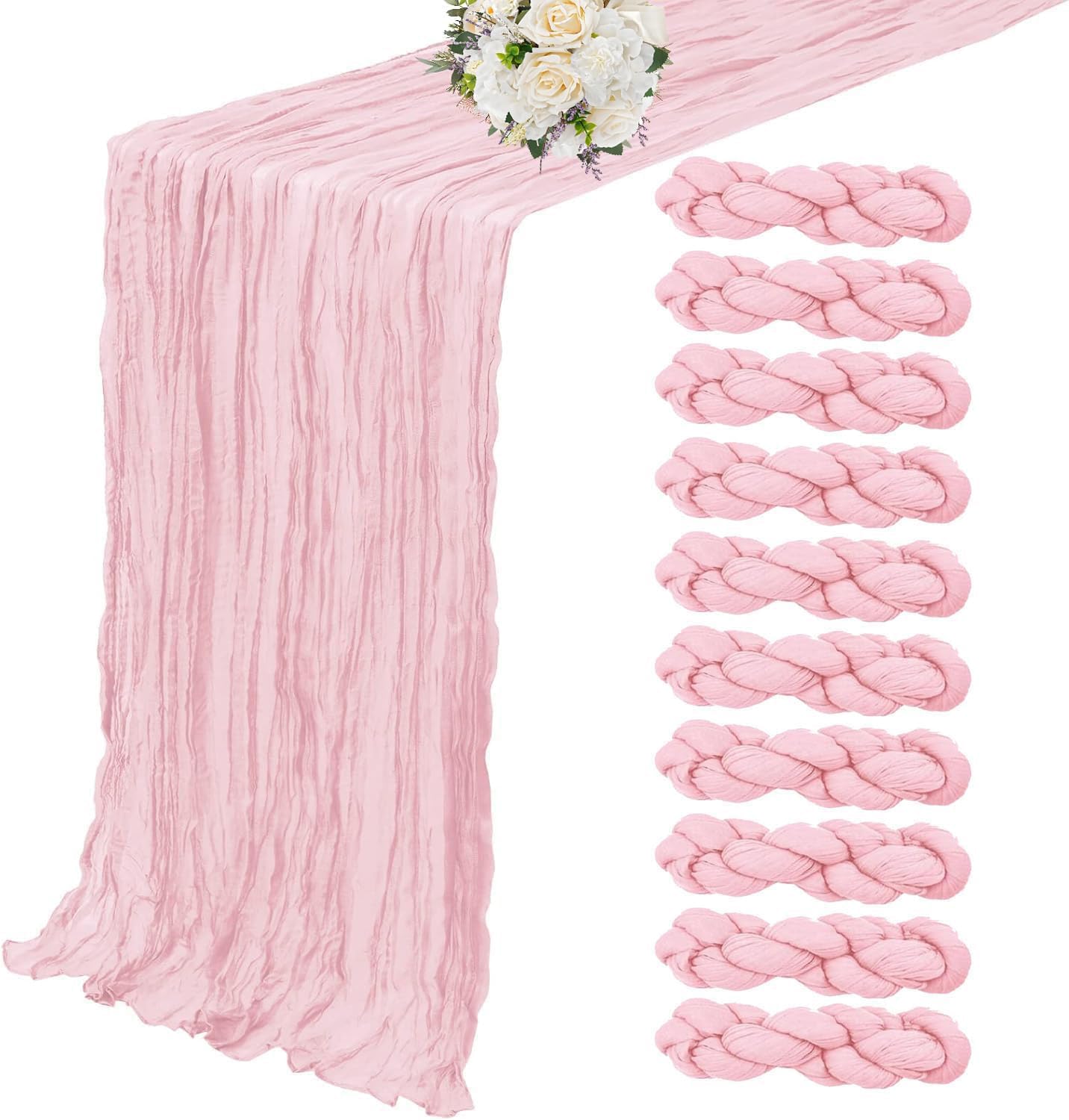 Light Pink Cheesecloth Table Runner for Weddings and Events