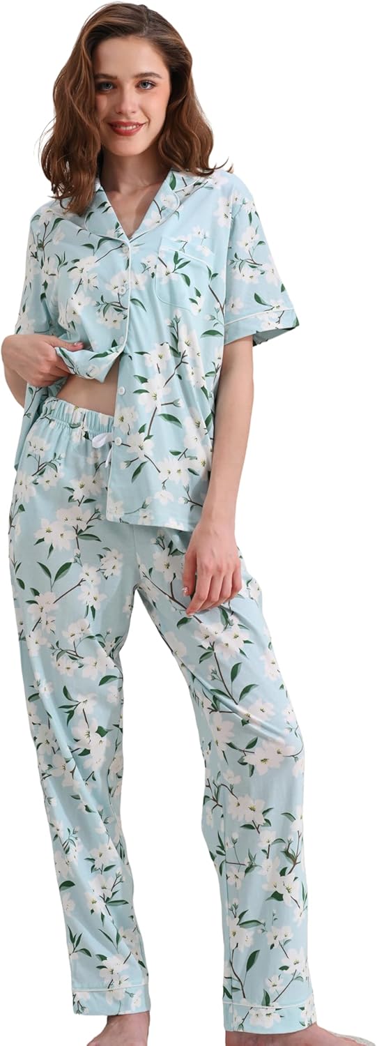 100% Cotton Pajamas for Women Sets Soft Sleepwear Loungewear