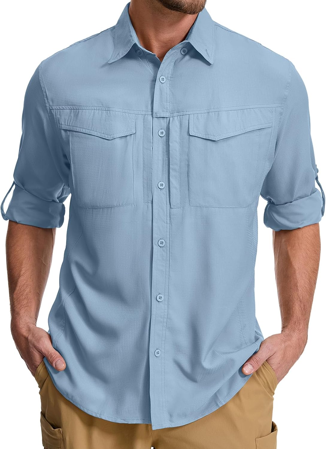Mixtiq Men's Sun Protection Safari Shirts for Outdoor Activities