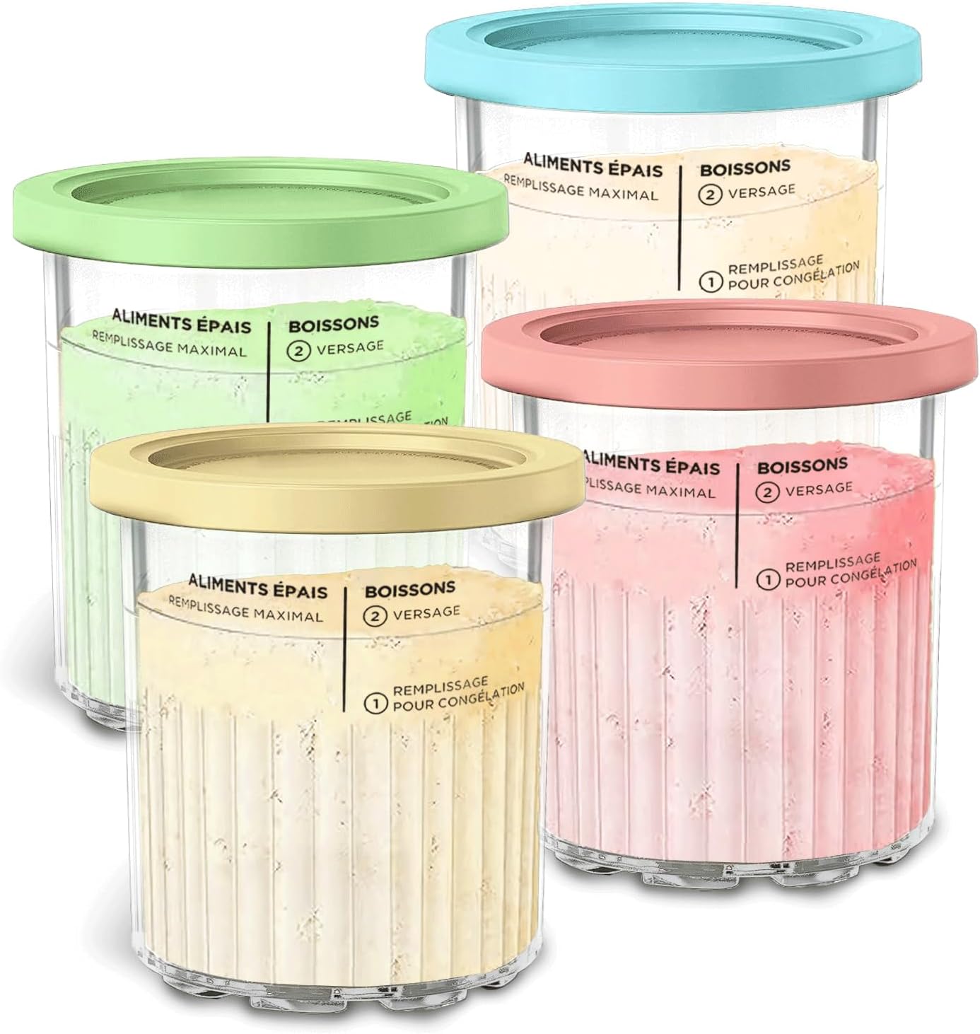 4 Pack Premium Pint Containers for Ninja Creami Deluxe