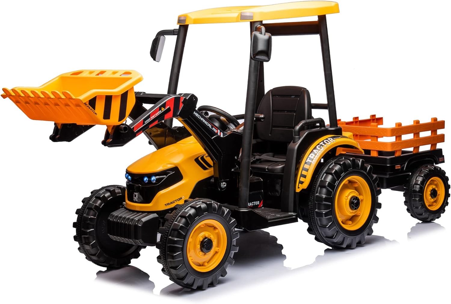 24V Kids Ride on Tractor with Trailer & Loader for Big Kids